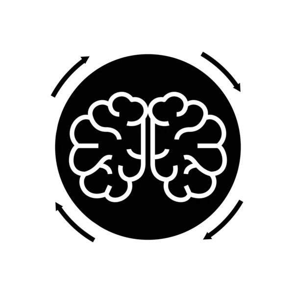 Černá ikona Brainstorm, koncept ilustrace, vektorový plochý symbol, znak glyf. — Stockový vektor