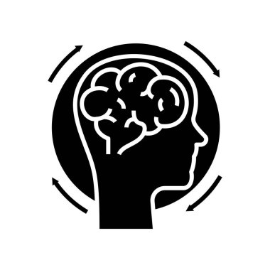 Beyin kararı simgesi, konsept illüstrasyon, vektör düz sembol, kabartma işareti.