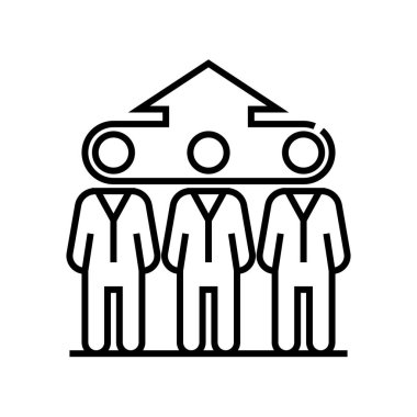 İnsan potansiyel çizgi simgesi, kavram işareti, ana hatlı vektör çizimi, doğrusal sembol.