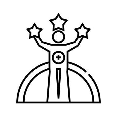 Zafer çizgisi simgesi, kavram işareti, taslak vektör çizimi, doğrusal sembol.