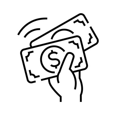 Gelir çizgisi simgesi, kavram işareti, dış hatlar vektör çizimi, doğrusal sembol.