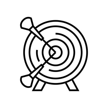 Hedef başarı çizgisi simgesi, kavram işareti, taslak vektör çizimi, doğrusal sembol.