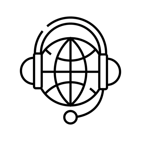Globales Verbindungsliniensymbol, Konzeptzeichen, Umrissvektorillustration, lineares Symbol. — Stockvektor