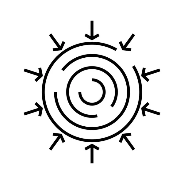 Info-Zyklus-Liniensymbol, Konzeptzeichen, Umrissvektorillustration, lineares Symbol. — Stockvektor