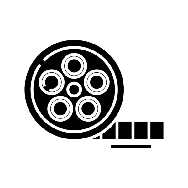 Cinema skott svart ikon, begrepp illustration, vektor platt symbol, glyf tecken. — Stock vektor