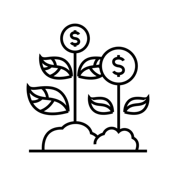Wachsendes Business Line-Symbol, Konzeptzeichen, Umrissvektorillustration, lineares Symbol. — Stockvektor