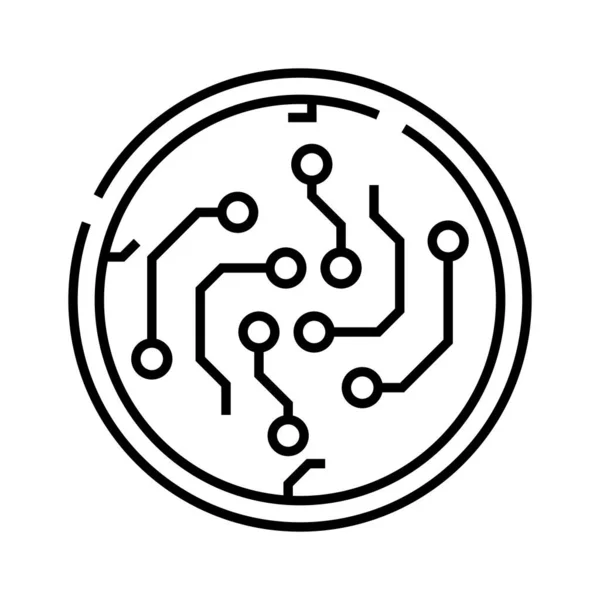 Icona della linea tecnologica globale, segno concettuale, illustrazione vettoriale di contorno, simbolo lineare . — Vettoriale Stock