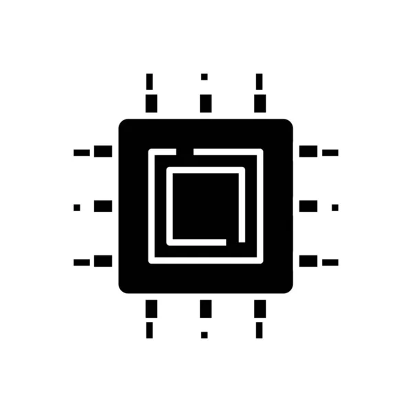 Cpu icône noire, illustration de concept, symbole plat vectoriel, signe de glyphe . — Image vectorielle