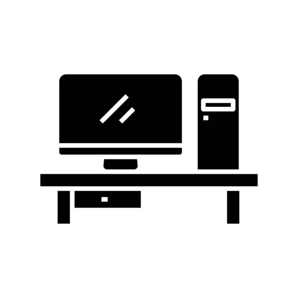 Dator svart ikon, begrepp illustration, vektor platt symbol, glyf tecken. — Stock vektor