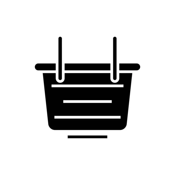Ícone preto da cesta do consumidor, ilustração do conceito, símbolo liso do vetor, sinal do glifo . — Vetor de Stock