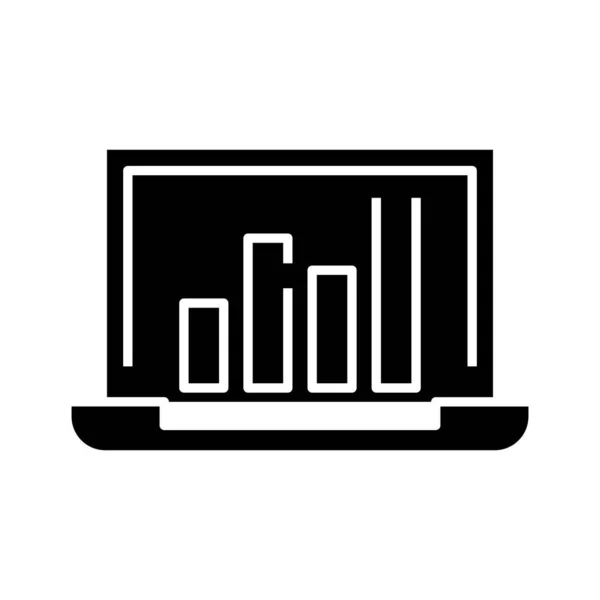 Dator infographic svart ikon, begrepp illustration, vektor platt symbol, glyf tecken. — Stock vektor