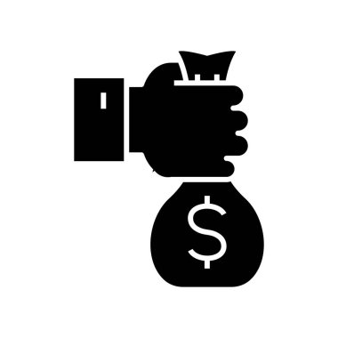 Kredi siyah simgesi, konsept illüstrasyon, vektör düz sembol, kabartma işareti.