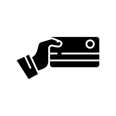 Kredi kartı simgesi, konsept illüstrasyon, vektör düz sembol, kabartma işareti.