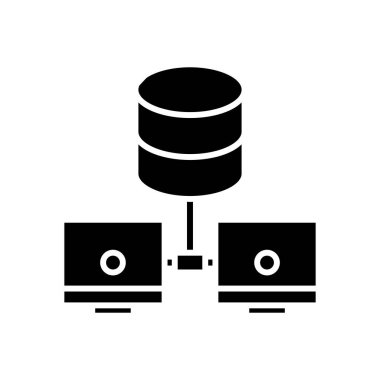 İletişim siyah simgesi, konsept illüstrasyon, vektör düz sembol, kabartma işareti.