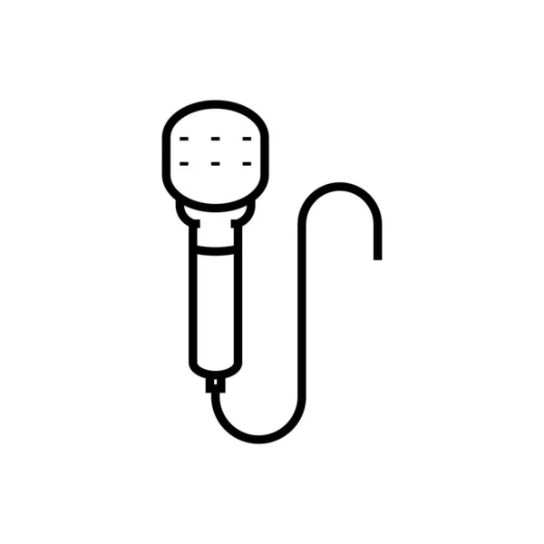 Icône de ligne de microphone, signe de concept, illustration vectorielle de contour, symbole linéaire . — Image vectorielle