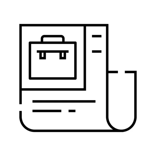 Icono de línea de contrato de trabajo, signo de concepto, ilustración de vector de contorno, símbolo lineal . — Vector de stock