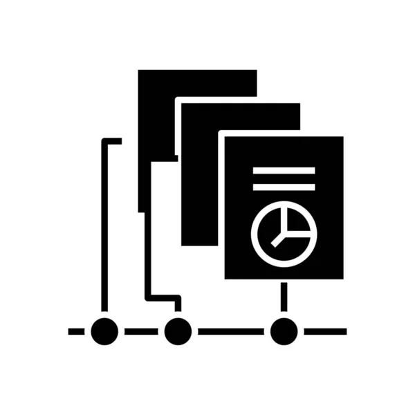 Collecte de graphiques icône noire, illustration de concept, symbole plat vectoriel, signe de glyphe . — Image vectorielle