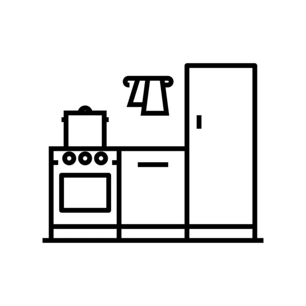 Icono de muebles de cocina símbolo de línea de color. Elemento interior