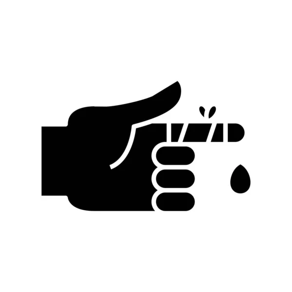 Taglio dito icona nera, concetto illustrazione, vettore simbolo piatto, segno di glifo . — Vettoriale Stock