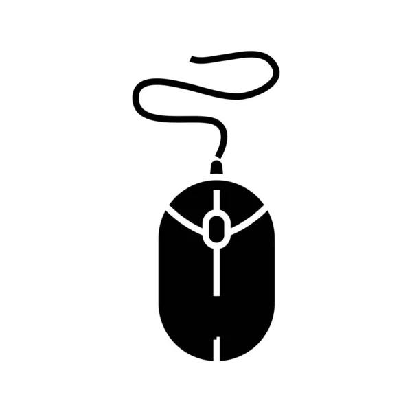 Computer mouse black icon, concept illustration, vector flat symbol, glyph sign. — Stok Vektör