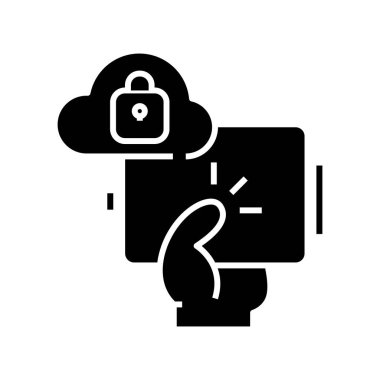 Cloud password black icon, concept illustration, vector flat symbol, glyph sign.