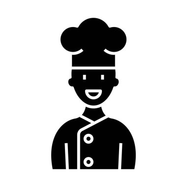 Cook black icon, concept illustration, vector flat symbol, glyph sign.