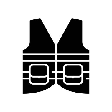 Constructor vest black icon, concept illustration, vector flat symbol, glyph sign.