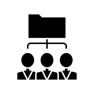 Company meeting black icon, concept illustration, vector flat symbol, glyph sign.