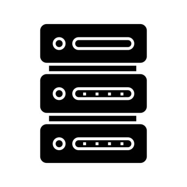 Data servers black icon, concept illustration, vector flat symbol, glyph sign.
