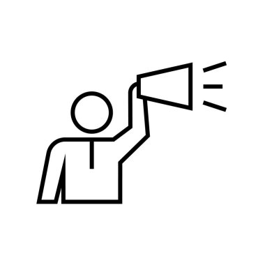 Loud attention line icon, concept sign, outline vector illustration, linear symbol.