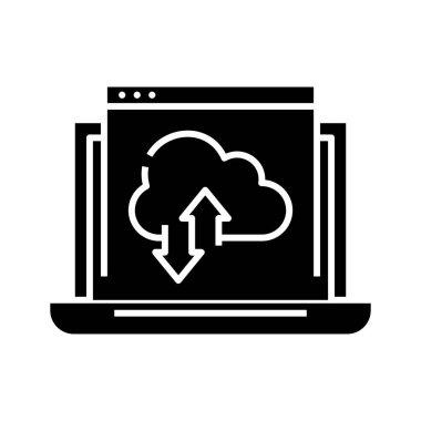 Cloud data download black icon, concept illustration, vector flat symbol, glyph sign.