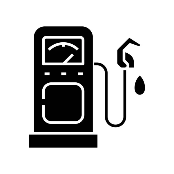 Bomba de gasolina icono negro, concepto de ilustración, vector de símbolo plano, signo de glifo . — Archivo Imágenes Vectoriales