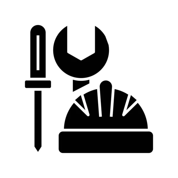 Icône noire de construction et de réparation, illustration de concept, symbole plat vectoriel, panneau de glyphe . — Image vectorielle
