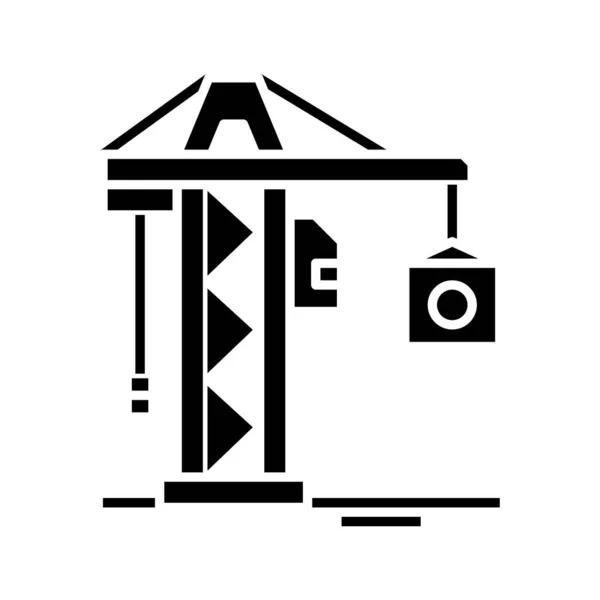 Crane work black icon, concept illustration, vector flat symbol, glyph sign. — Stockvector