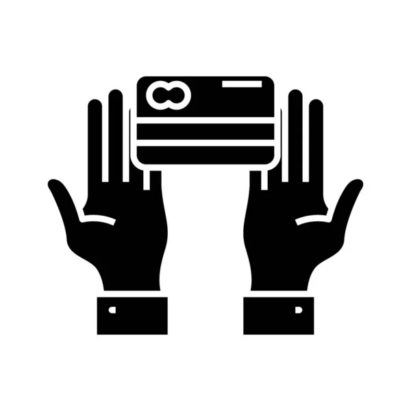 Μαύρο εικονίδιο πιστωτικής κάρτας, απεικόνιση έννοια, διάνυσμα επίπεδη σύμβολο, σύμβολο glyph. — Διανυσματικό Αρχείο