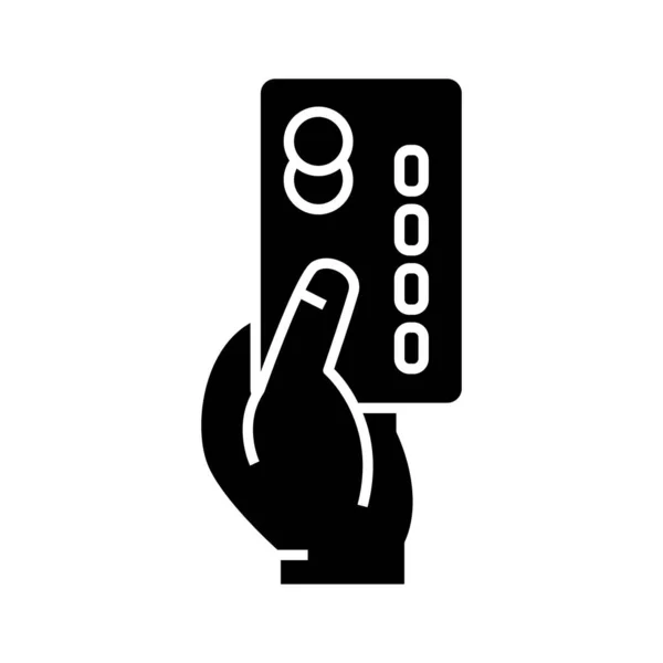 Credit card paying black icon, concept illustration, vector flat symbol, glyph sign. — Stok Vektör