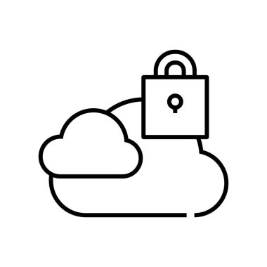 Locked cloud line icon, concept sign, outline vector illustration, linear symbol.
