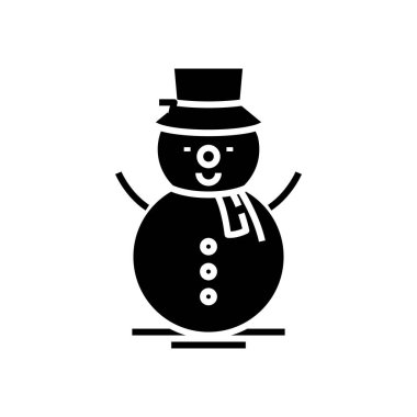 Creating snowman black icon, concept illustration, vector flat symbol, glyph sign.