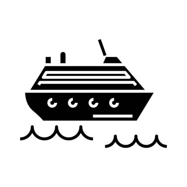 Cruise ship black icon, concept illustration, vector flat symbol, glyph sign.