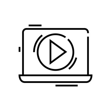 Laptop cinema line icon, concept sign, outline vector illustration, linear symbol.