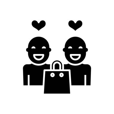 Client purchase black icon, concept illustration, vector flat symbol, glyph sign.
