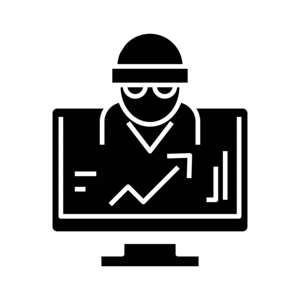 Data espionage black icon, concept illustration, vector flat symbol, glyph sign. — Stockový vektor