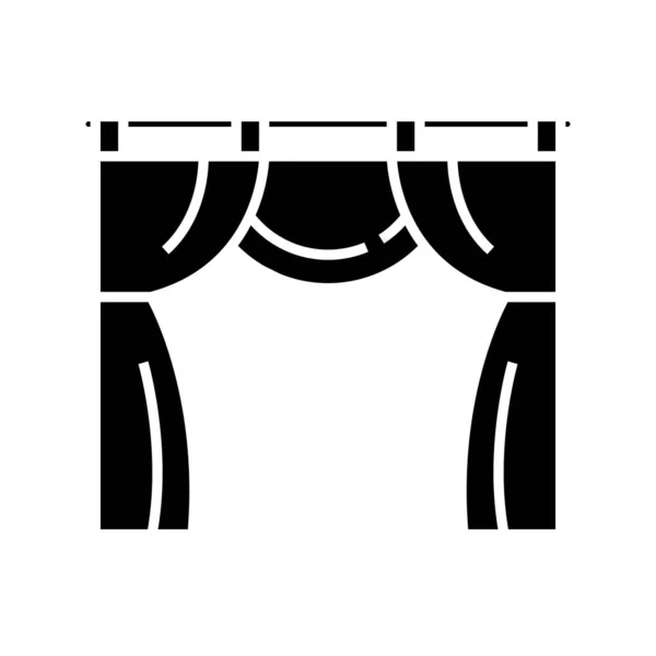 Curtain black icon, concept illustration, vector flat symbol, glyph sign. — Stockvector