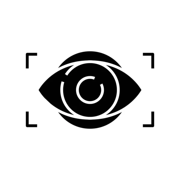 Icono negro de visión por computadora, ilustración conceptual, símbolo plano vectorial, signo de glifo . — Vector de stock