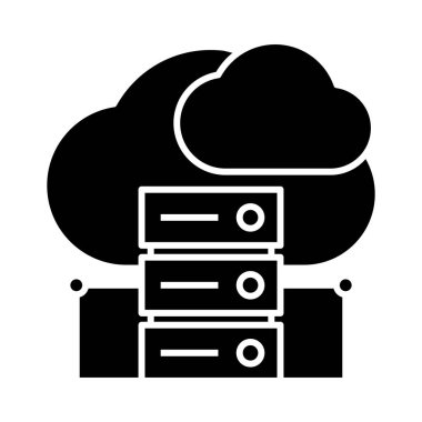 Cloud data network black icon, concept illustration, vector flat symbol, glyph sign.