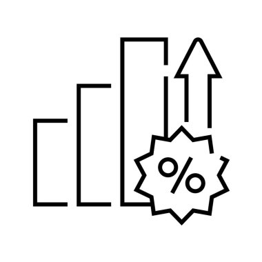 Interest rate increase line icon, concept sign, outline vector illustration, linear symbol.