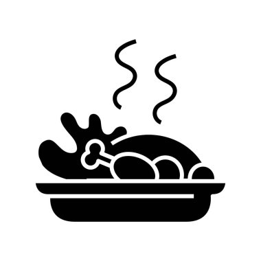 Cooked turkey black icon, concept illustration, vector flat symbol, glyph sign.