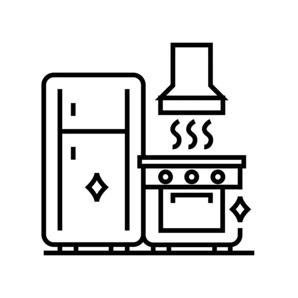 Icono de línea de limpieza de cocina, signo de concepto, ilustración de vectores de contorno, símbolo lineal . — Vector de stock