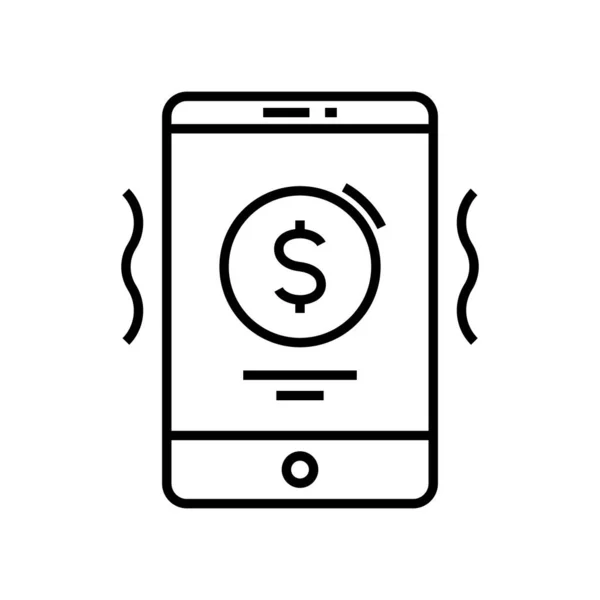 Mobile bank line icon, concept sign, outline vector illustration, linear symbol. — Stockvector