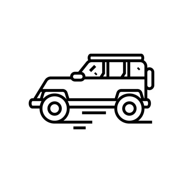 Icono de línea de prueba de Jeep, signo de concepto, ilustración de vector de contorno, símbolo lineal . — Vector de stock